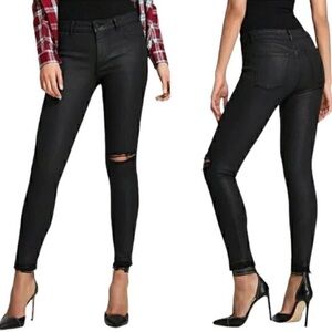 DL1961 Margaux Midrise Instascuplt Ankle Coated Skinny Jeans in Habasu Black 24
